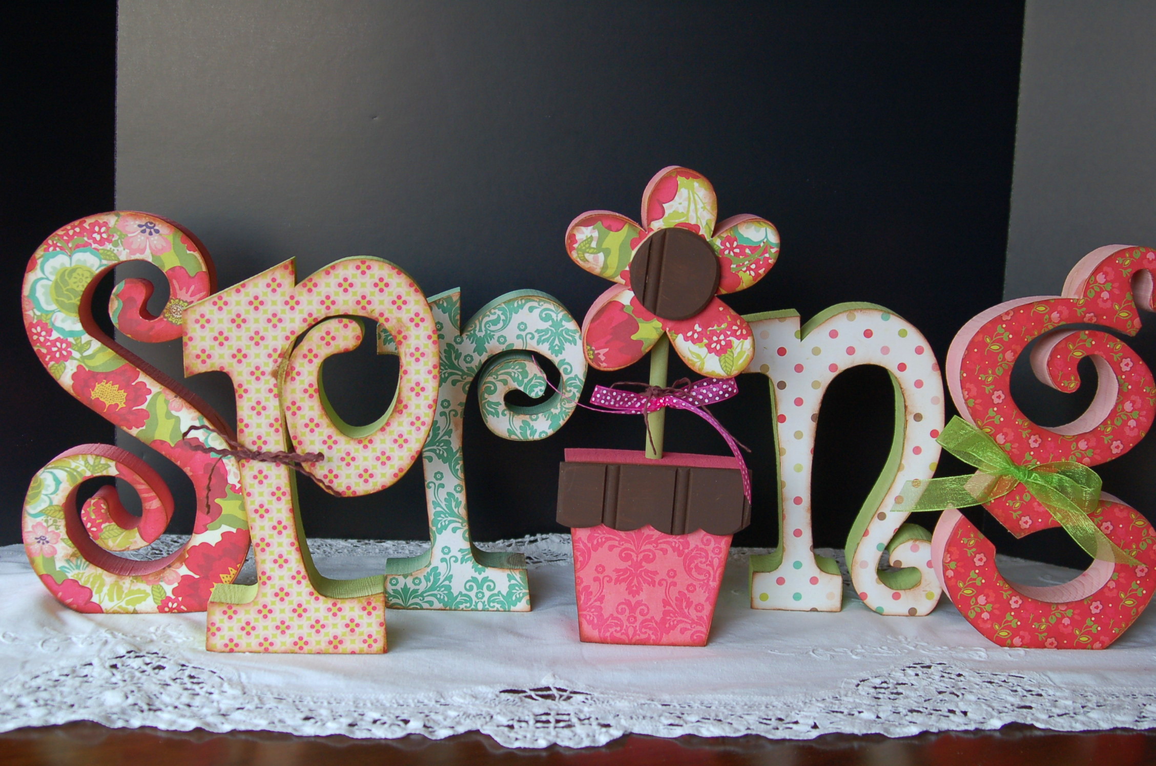 Spring Letters Pink Polka Dot Creations