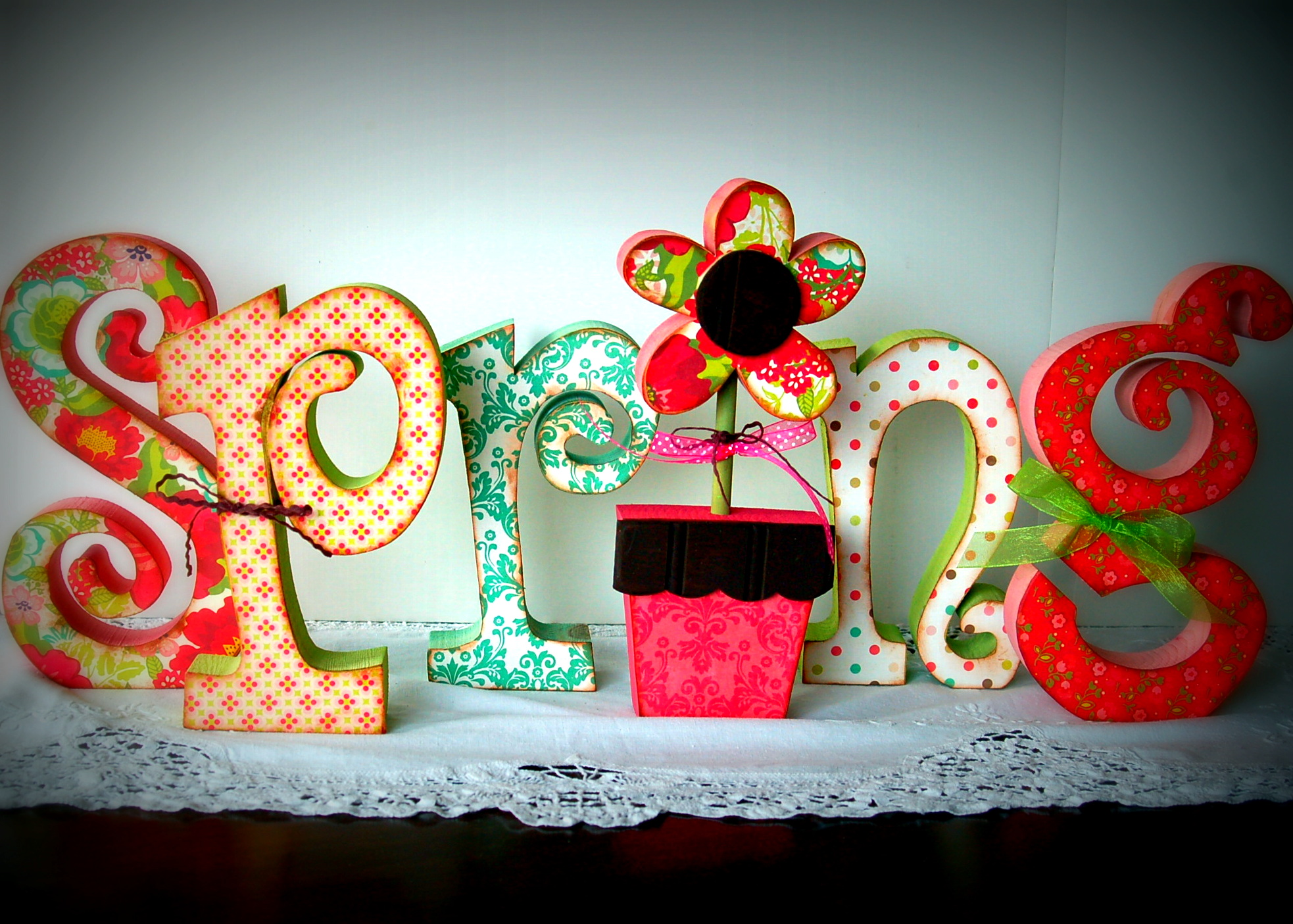 Spring Letters Pink Polka Dot Creations
