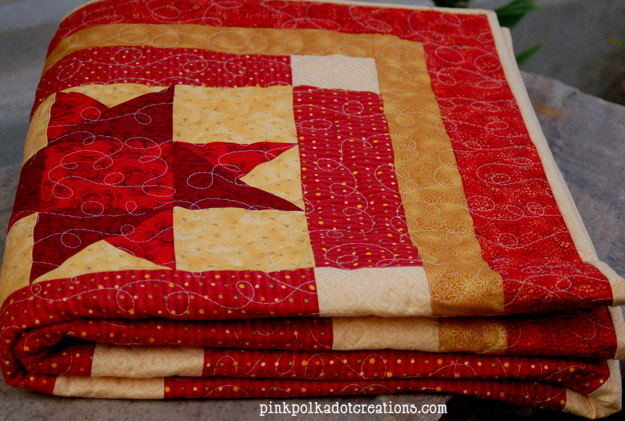 Red And Yellow Quilt Pink Polka Dot Creations