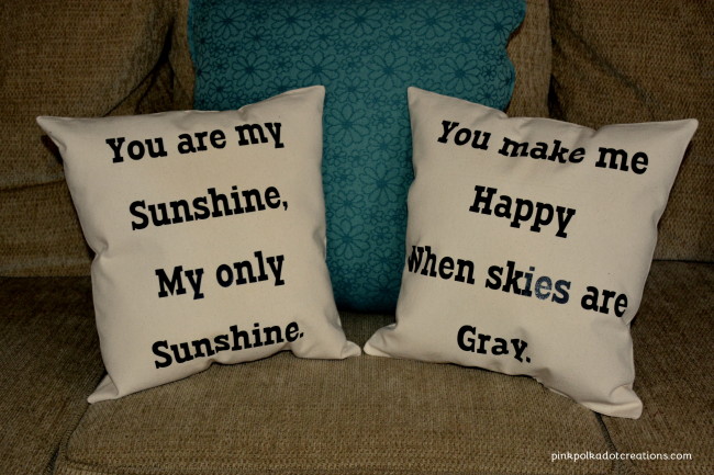 You Are My Sunshine Pillows - Pink Polka Dot Creations