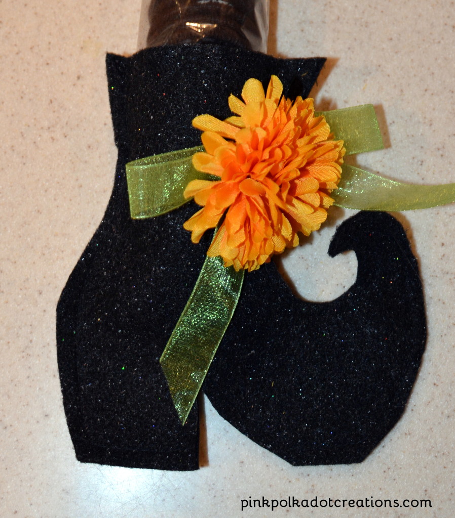 felt witch boot cookie holder