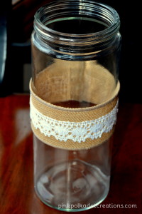 burlap and lace vase wrap