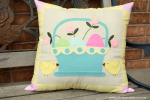 Wool Applique Easter Pillow