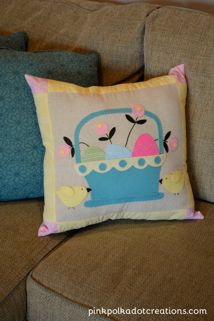 Wool applique Easter Pillow