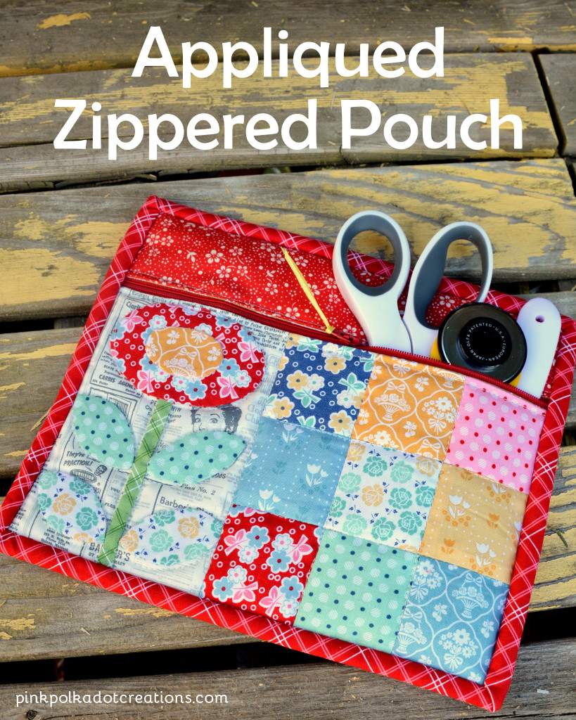 appliqued zippered pouch