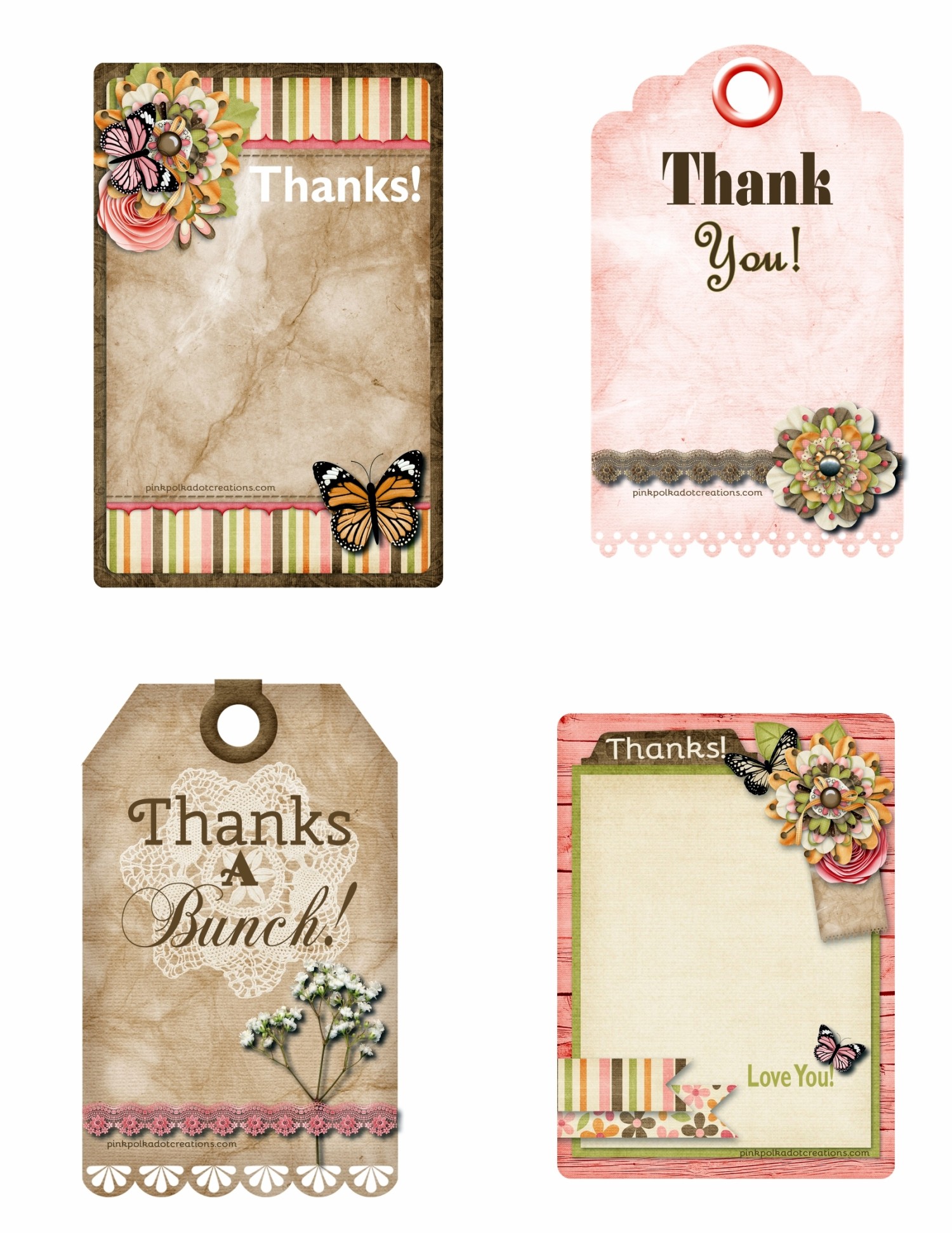 Printable Thank You Tags Pink Polka Dot Creations