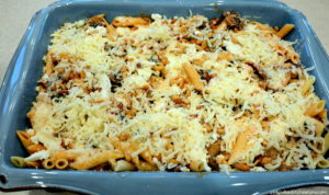 mushroom spinach pasta bake