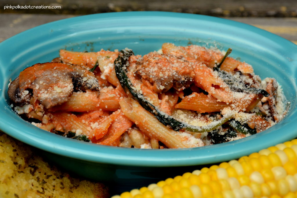 mushroom spinach pasta bake