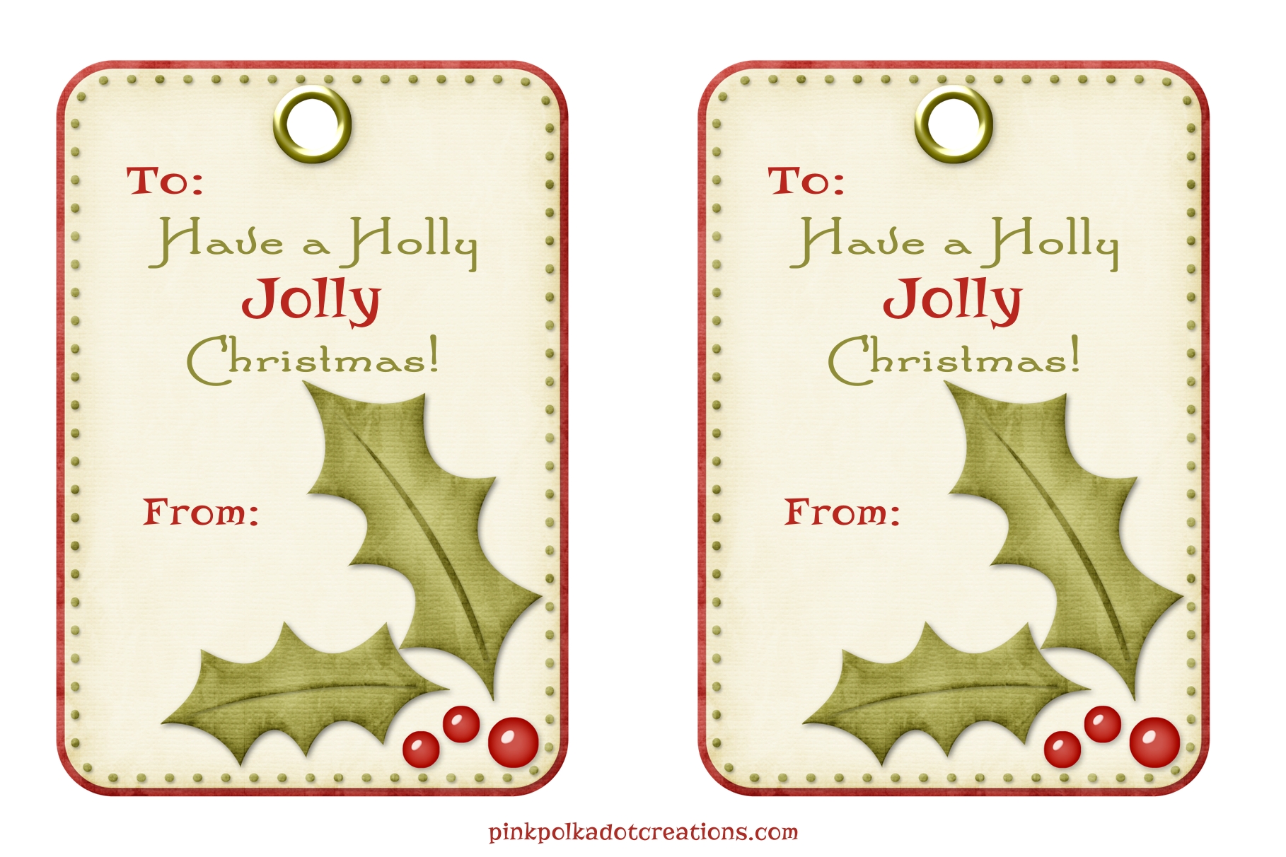 Free Printable Christmas Tags - Pink Polka Dot Creations