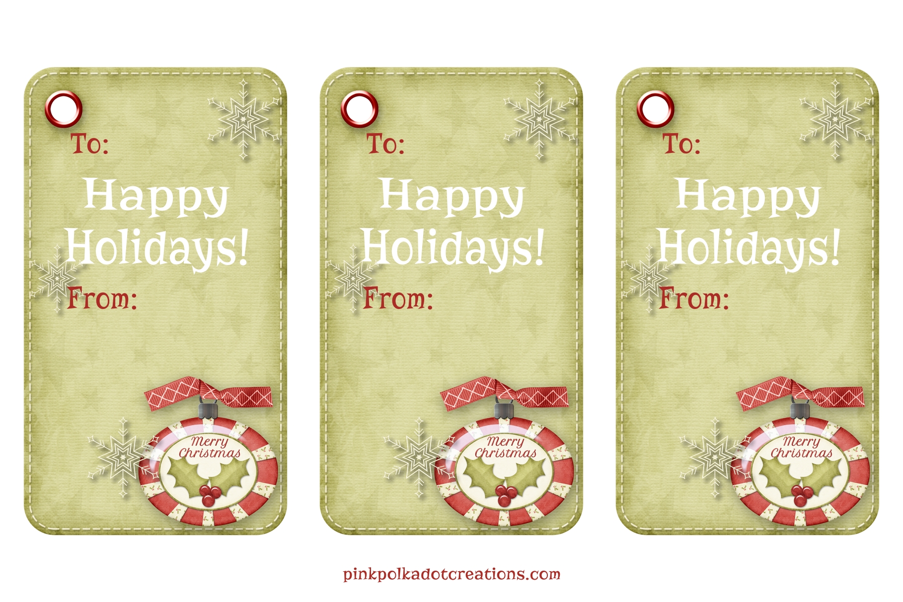 Free Printable Christmas Tags - Pink Polka Dot Creations