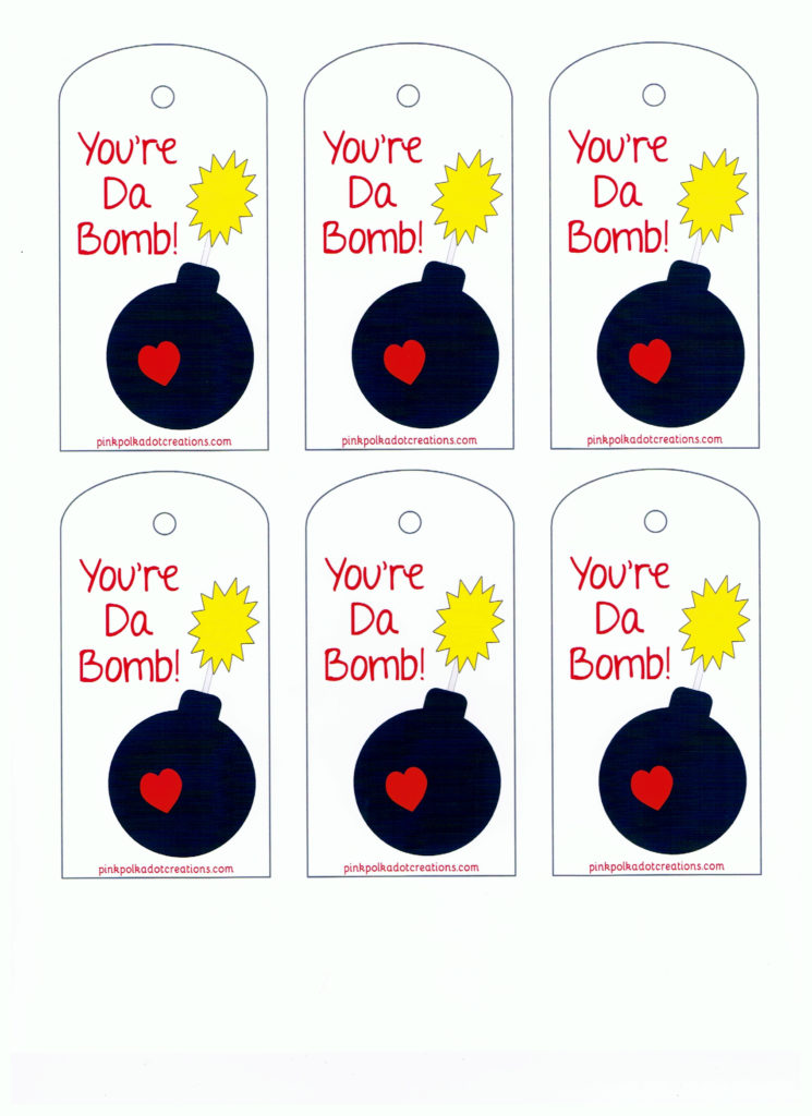 You're Da Bomb Printable Tag Pink Polka Dot Creations