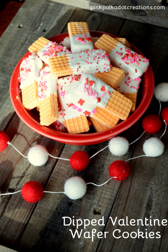 dipped Valentine wafer cookies