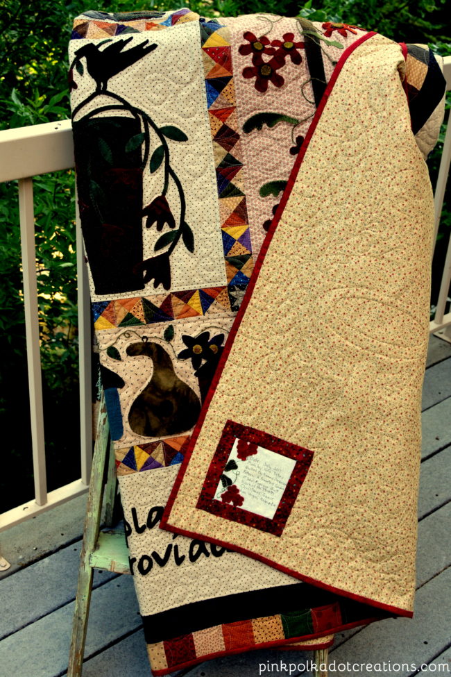 a primitive garden quilt label