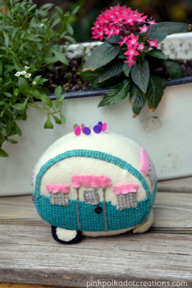 vintage glamper pin cushion