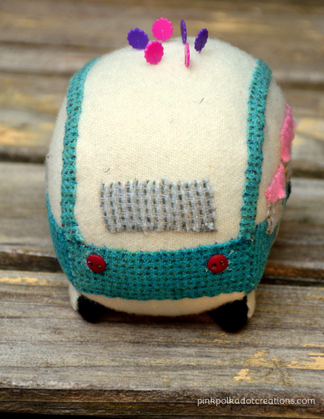 vintage glamper pin cushion