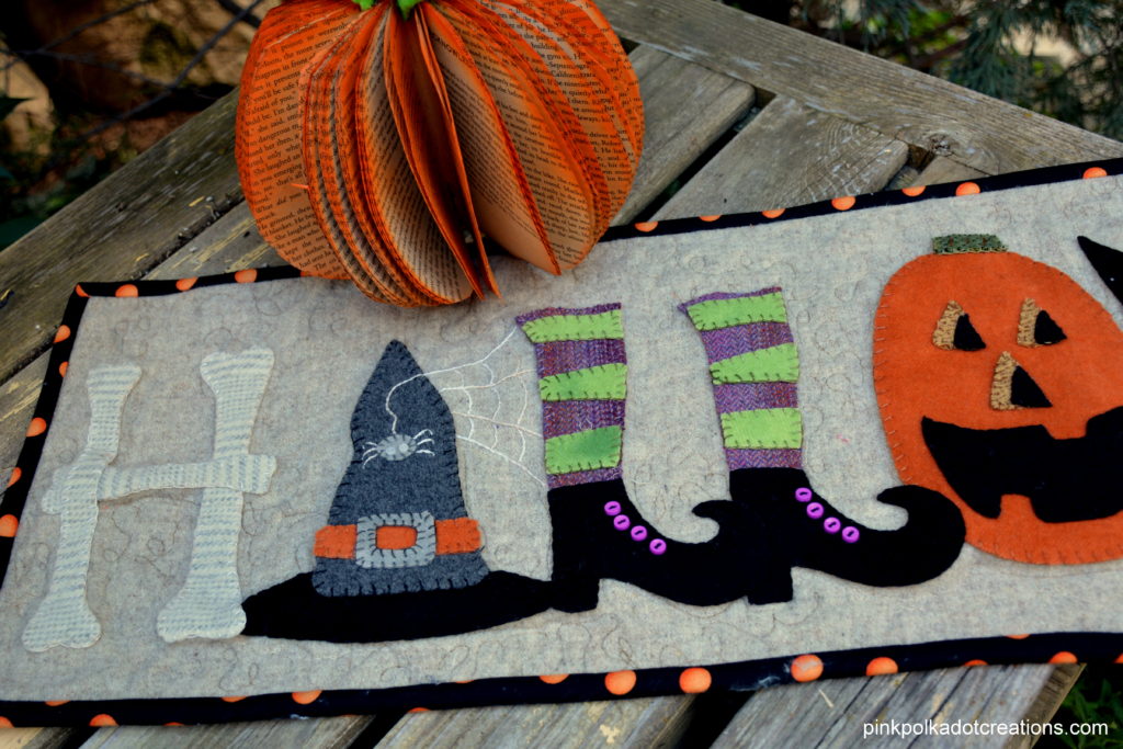 wool Halloween table runner