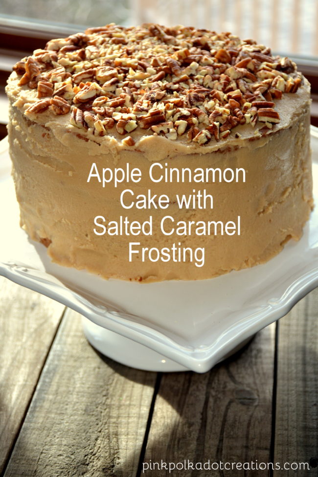 Apple Cinnamon Cake with Salted Caramel Frosting - Pink Polka Dot Creations