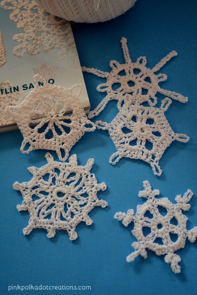 Vintage Crochet Snowflakes Pink Polka Dot Creations