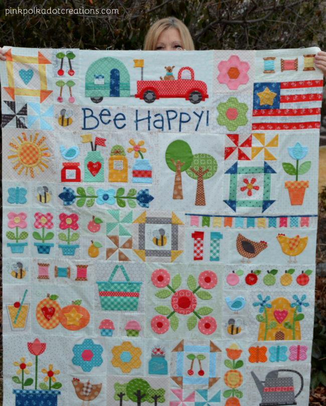 Bee Happy Quilt Label - Pink Polka Dot Creations