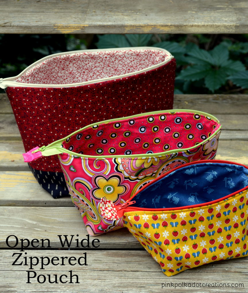 open wide zippered pouch tutorial size chart - Noodlehead