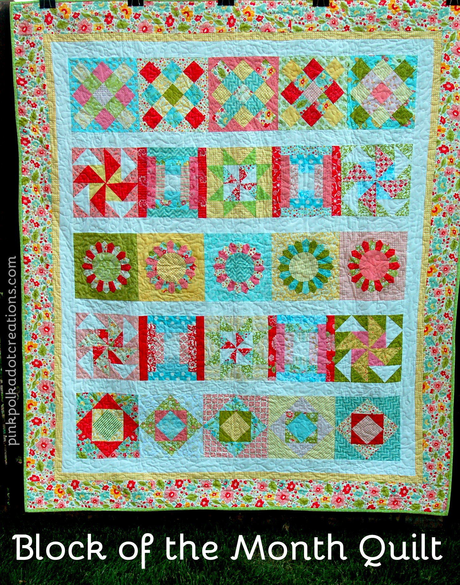 Block Of The Month Quilt Pink Polka Dot Creations