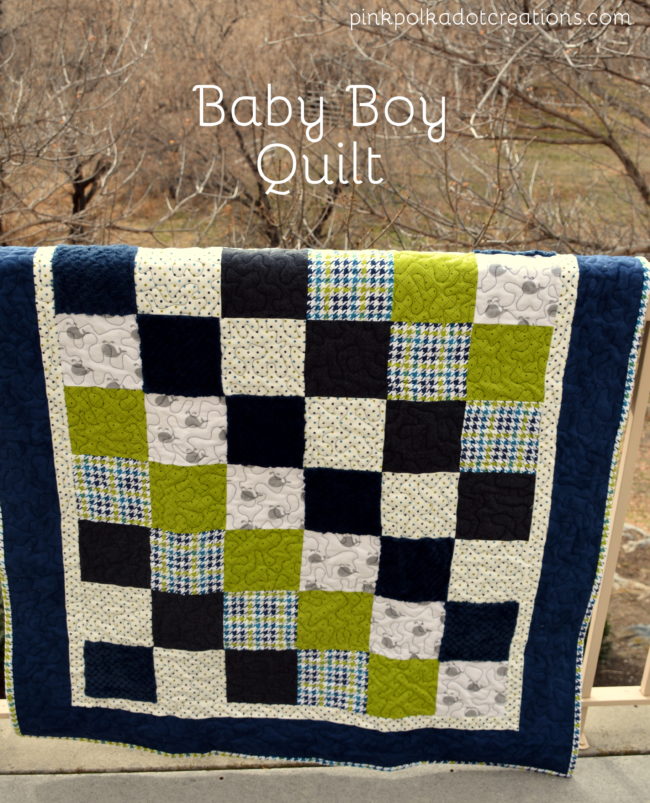 baby boy flannel quilt - Pink Polka Dot Creations